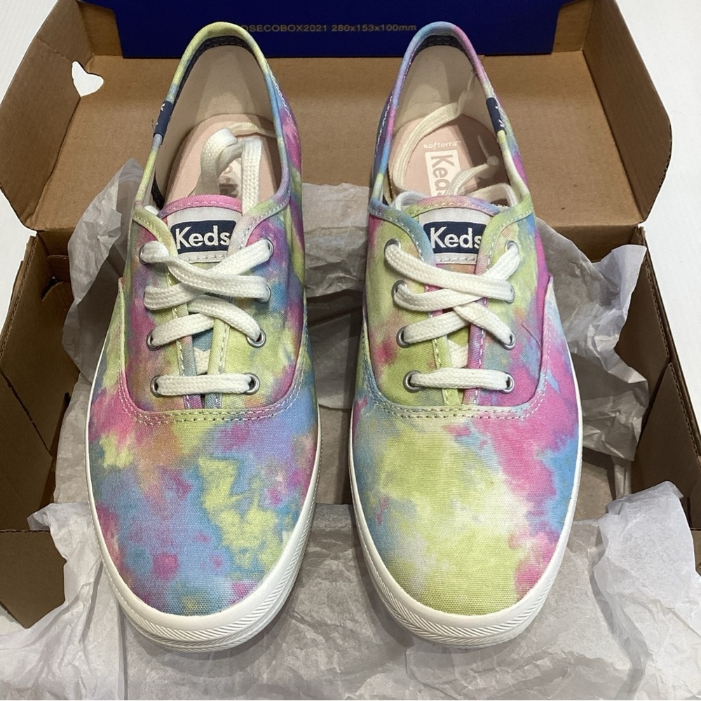 Keds Champion Canvas Softerra Womens Tie Dye Purple Pink Shoes Sz 8